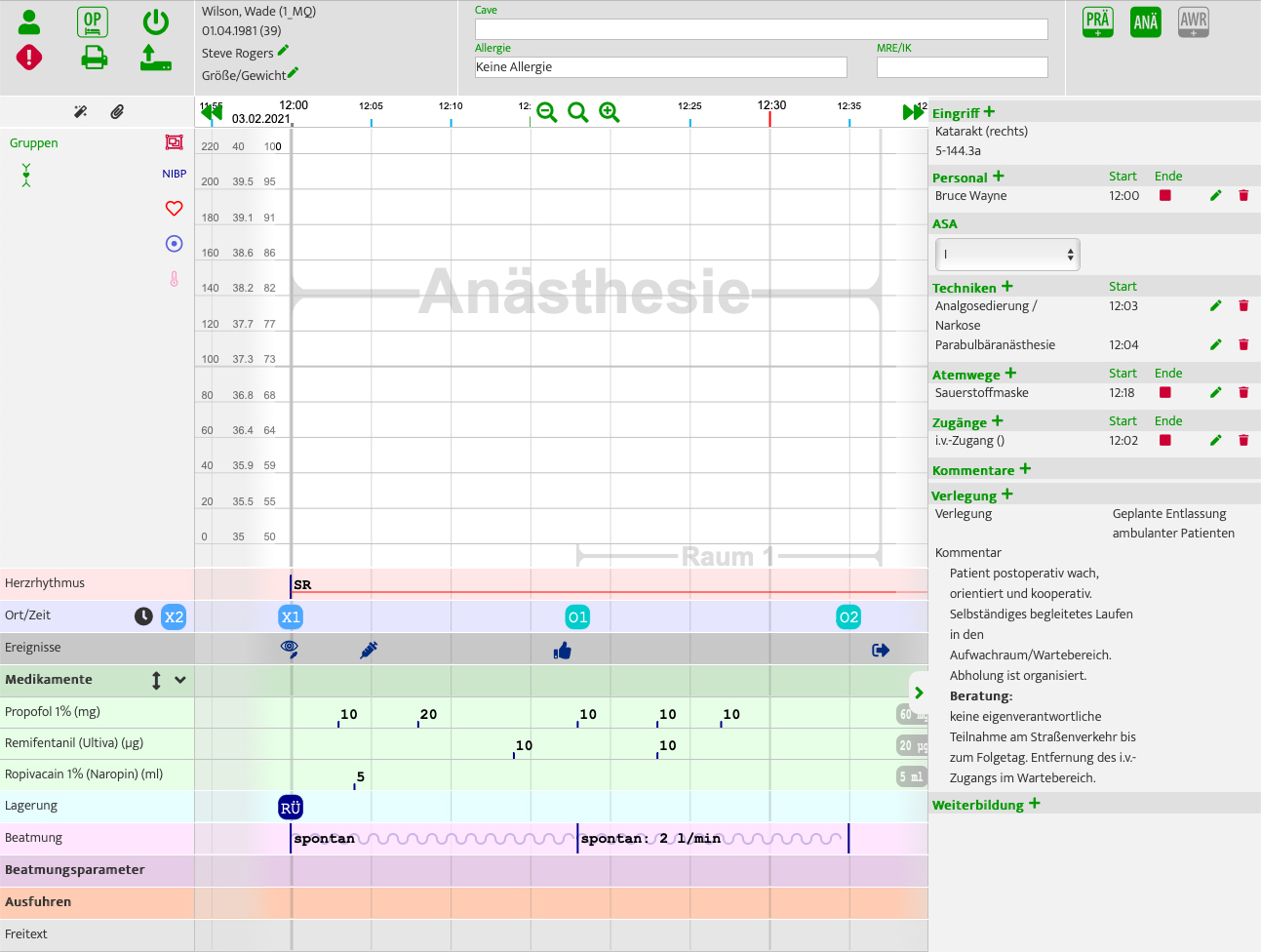 Anästhesie mit Standard